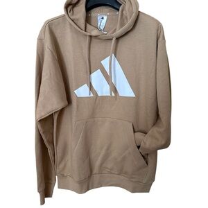 NWT $60 Adidas Men S Tan Bold LOGO Pullover Hoodie Sweatshirt Jacket Top